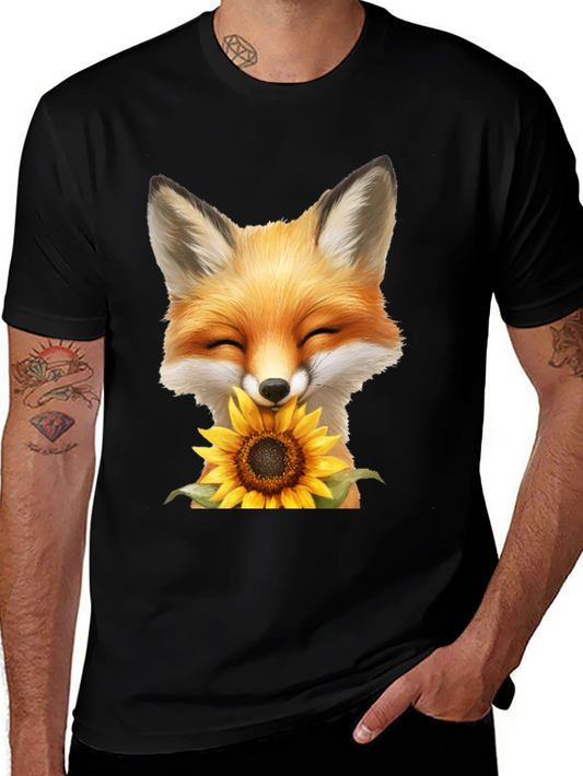 Fox and Sunflower Graphic T-Shirt