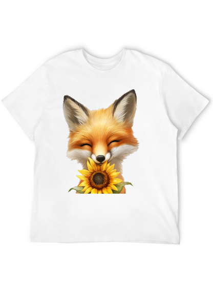 Fox and Sunflower Graphic T-Shirt