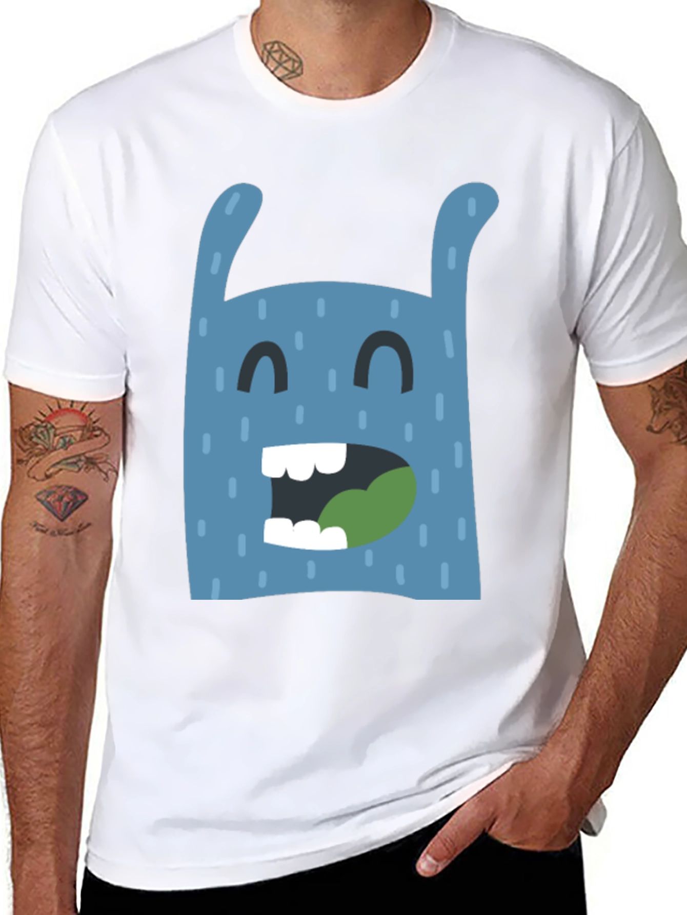 Funny Monster Graphic Black T-Shirt