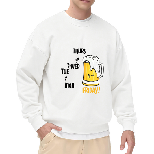 Funny Weekdays To Friday Beer Graphic Crewneck Sweatshirt