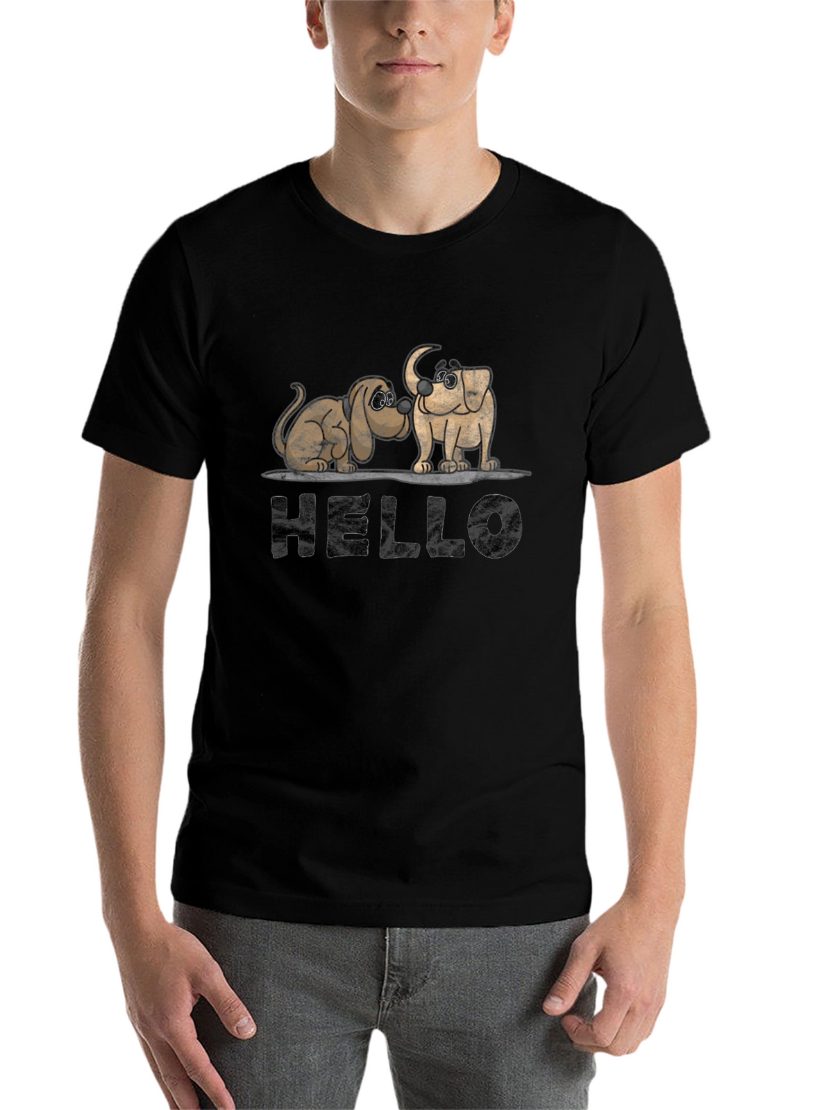 Hello Dogs Black Graphic Tee