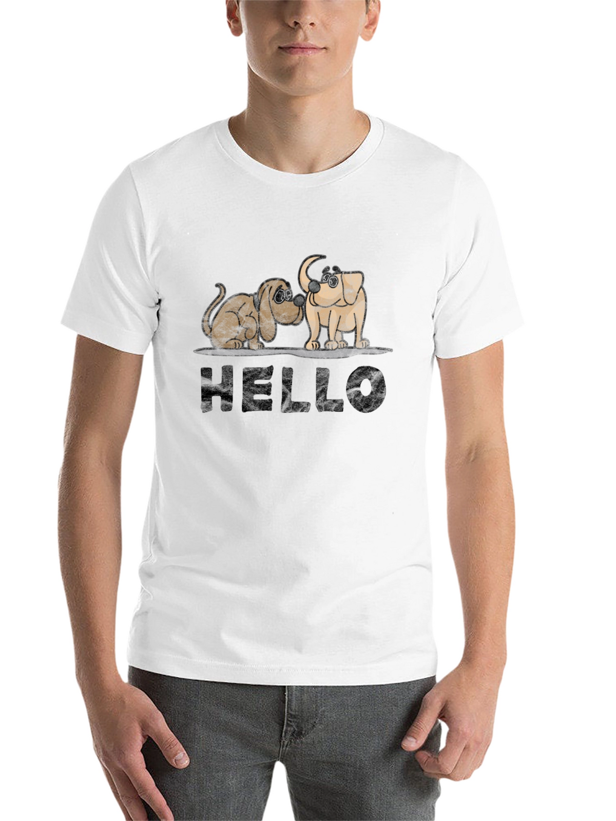 Hello Dogs Black Graphic Tee