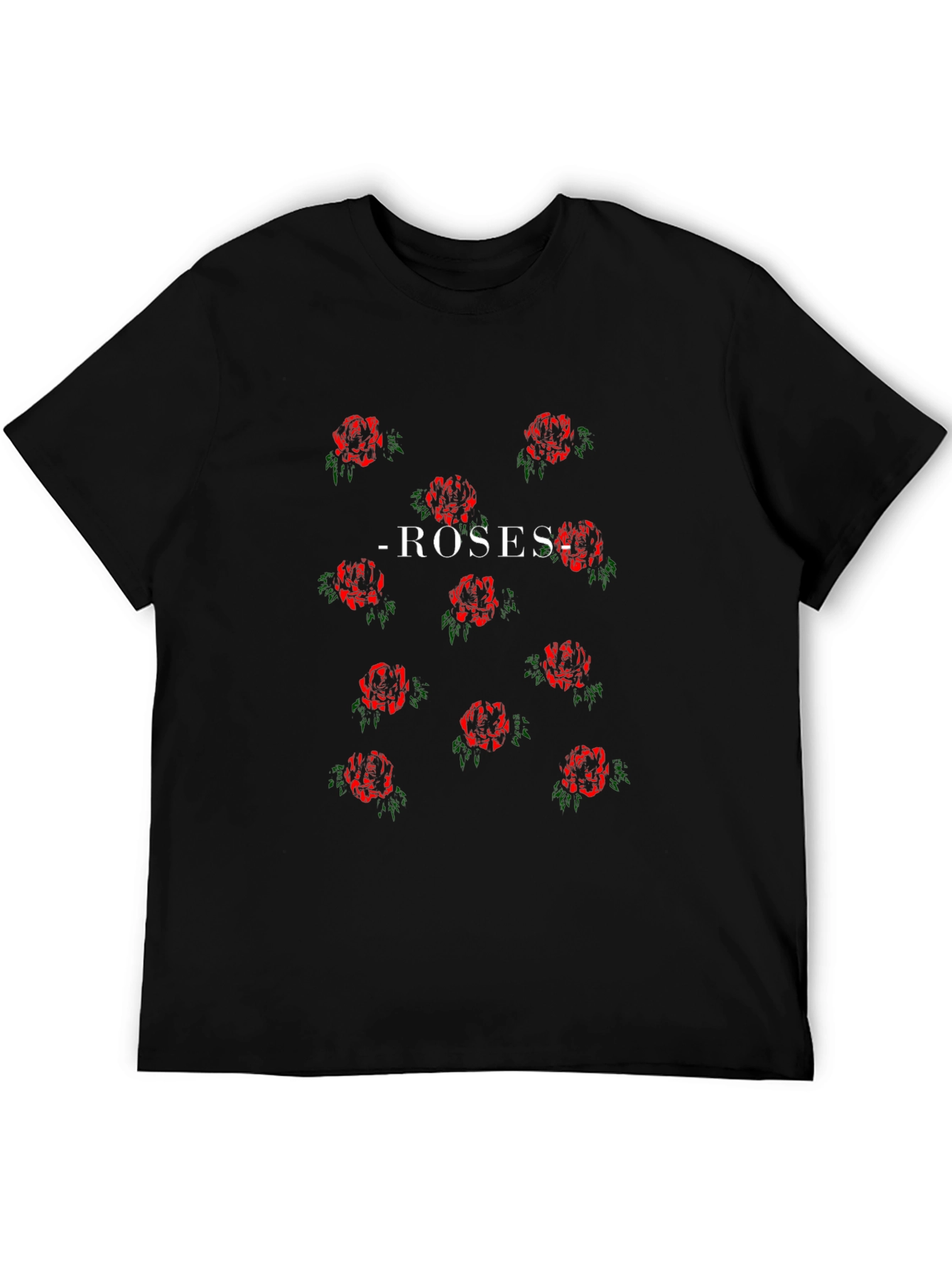 Roses Patterned Black T-Shirt