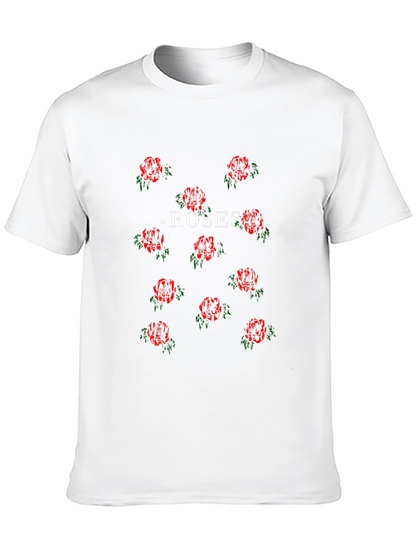 Roses Patterned Black T-Shirt