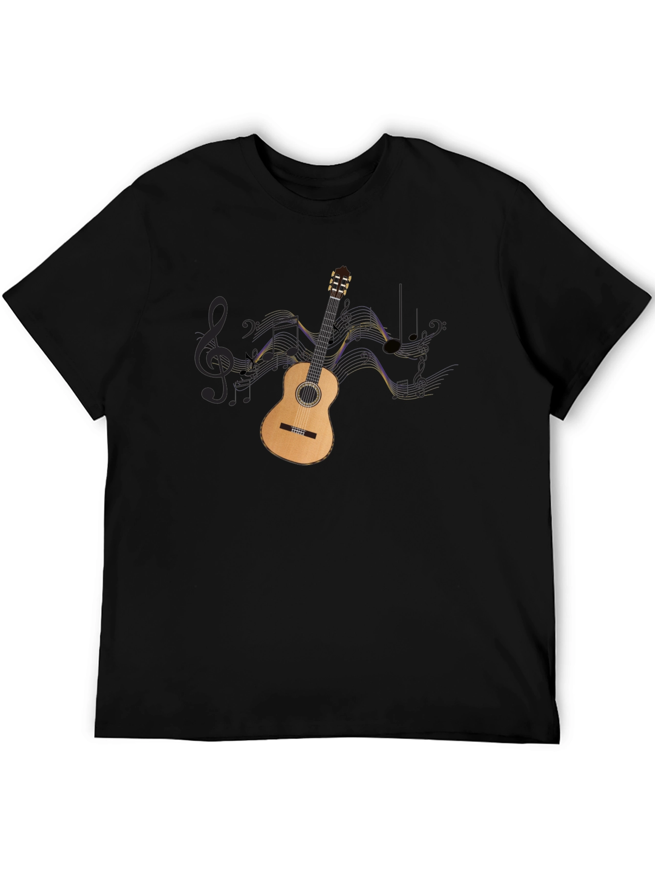 Guitar & Music Notes Graphic Black Tee