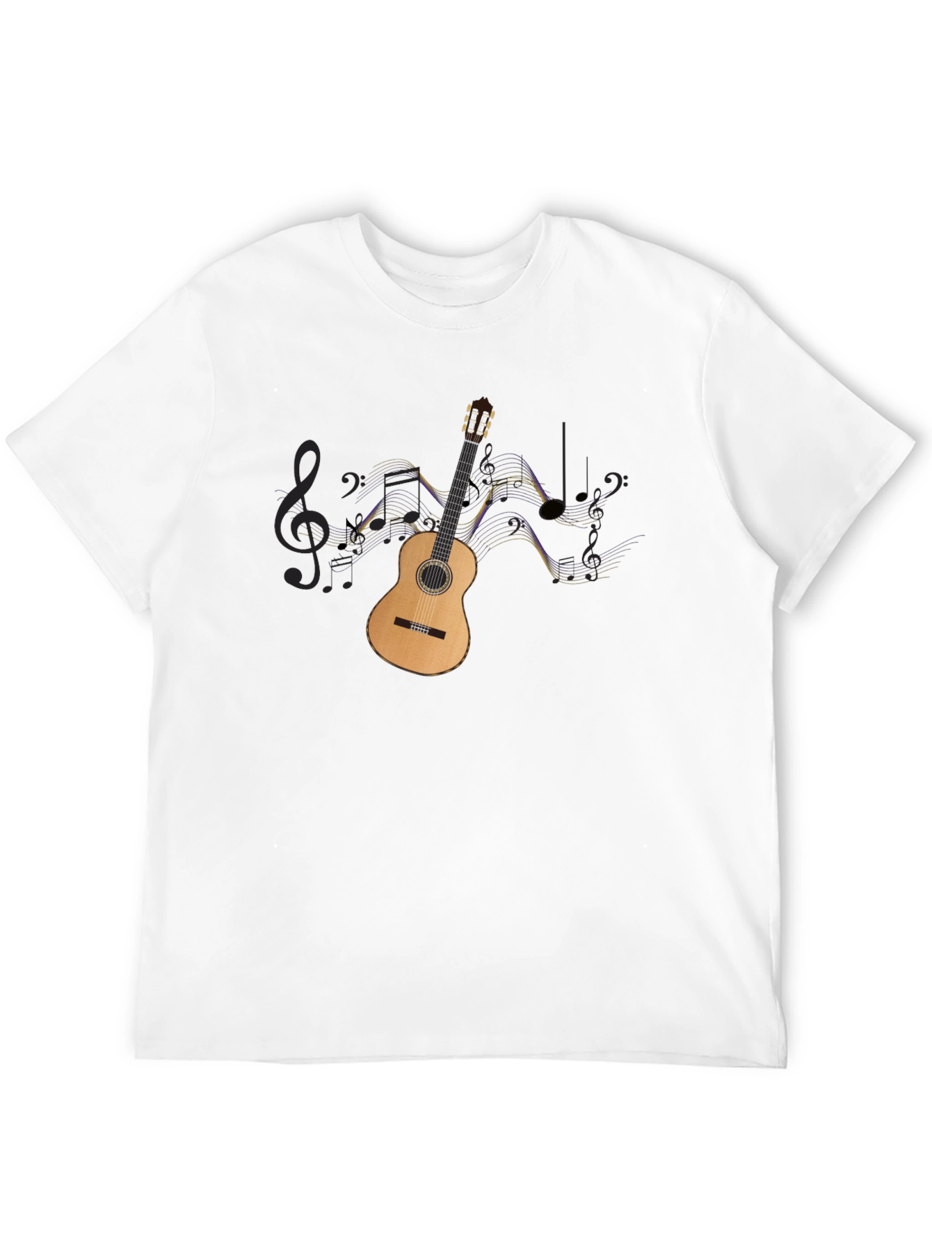 Guitar & Music Notes Graphic Black Tee