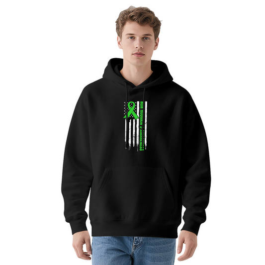 Green Ribbon American Flag Unisex Hoodie, Soft Support Top
