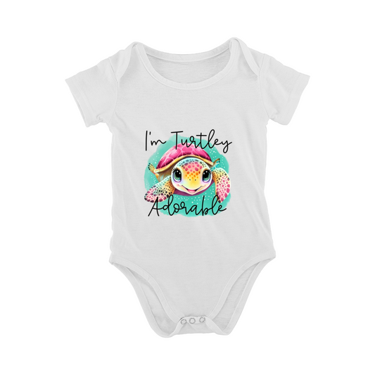 I'm Turtley Adorable Colorful Sea Turtle Baby Onesie, Ocean Theme Infant Outfit