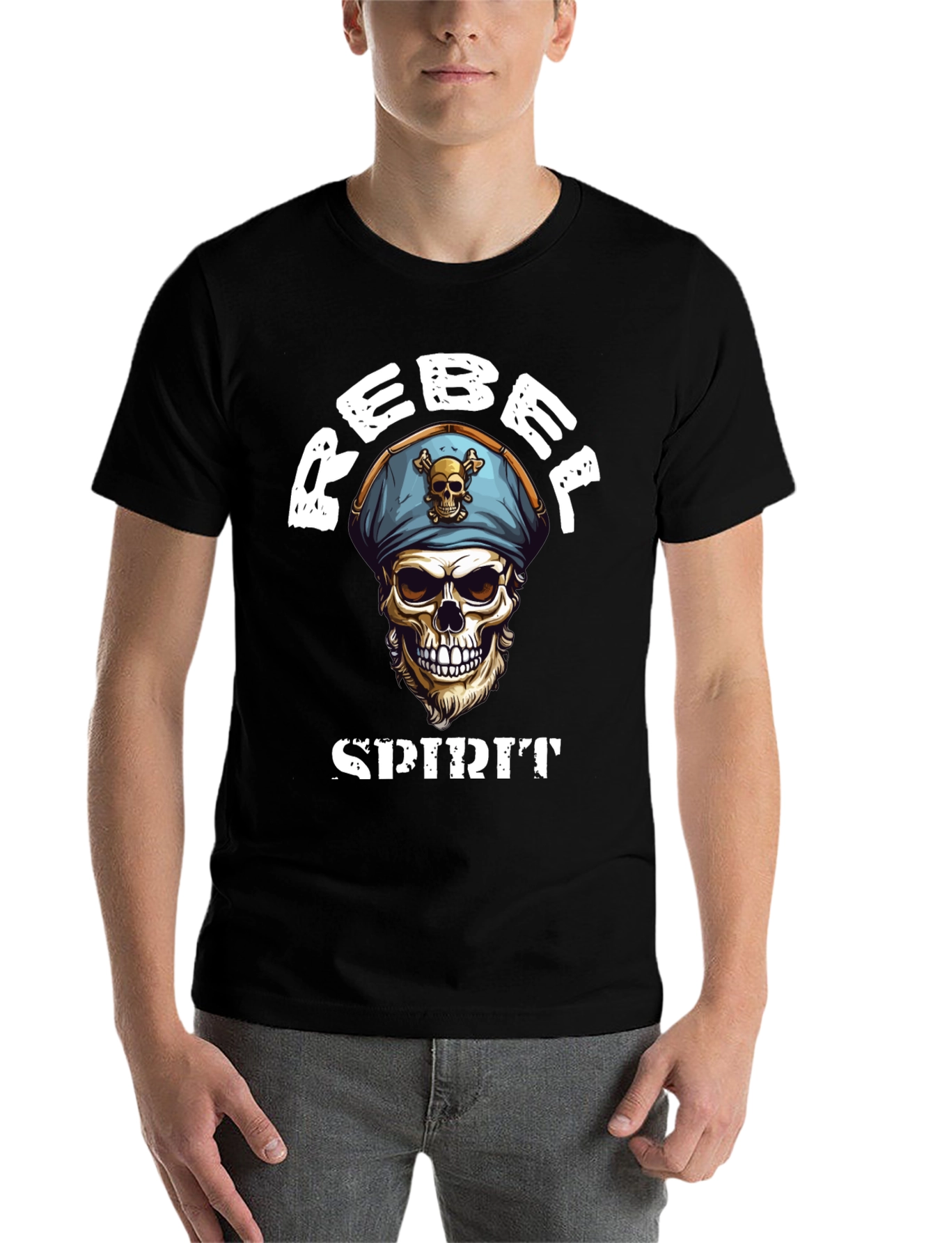 Rebel Spirit Skull Graphic Tee - Black