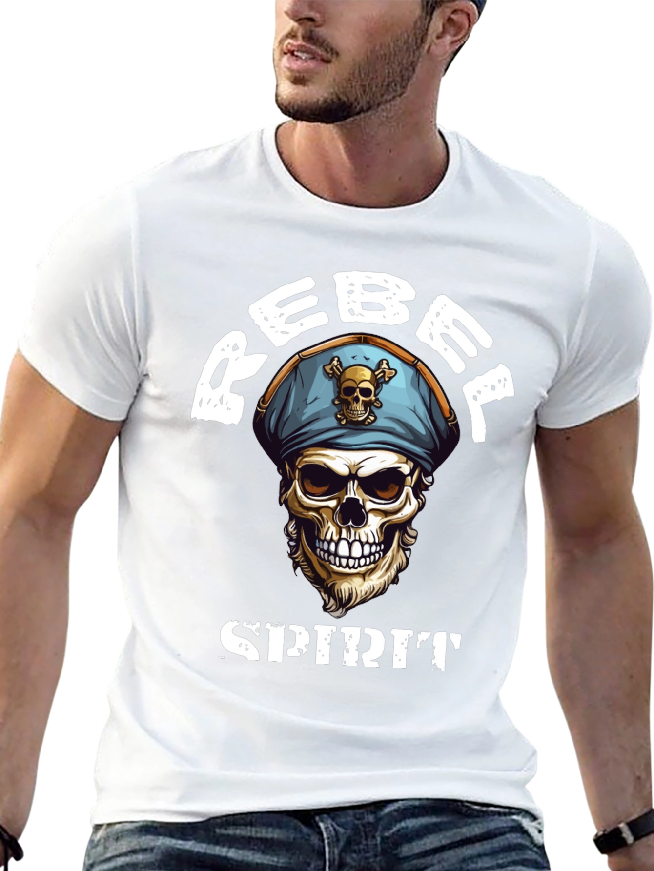 Rebel Spirit Skull Graphic Tee - Black