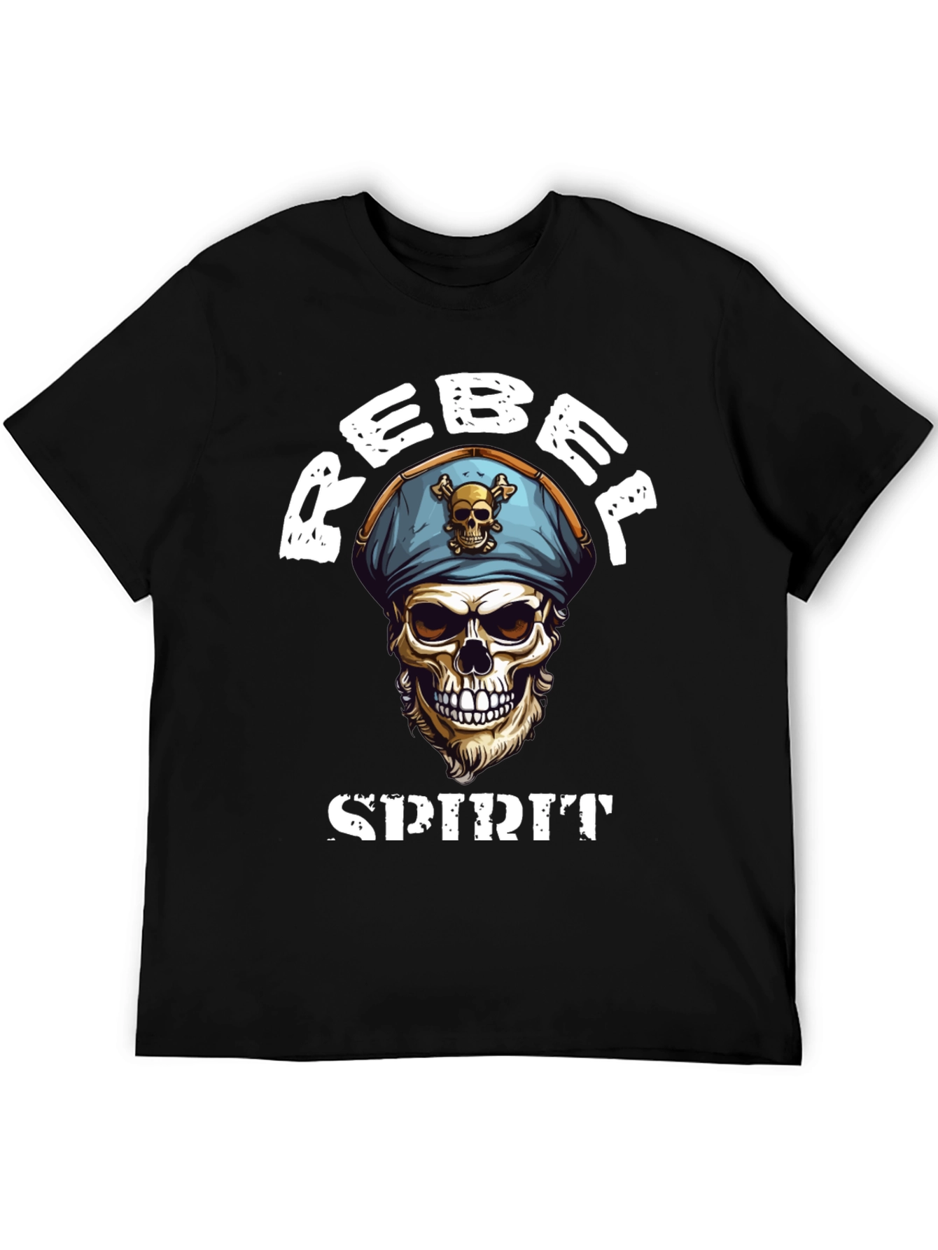Rebel Spirit Skull Graphic Tee - Black