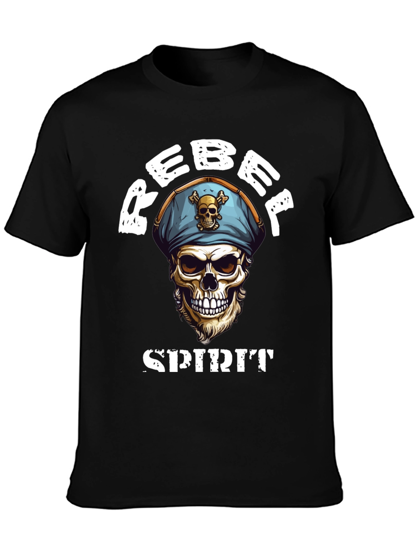 Rebel Spirit Skull Graphic Tee - Black