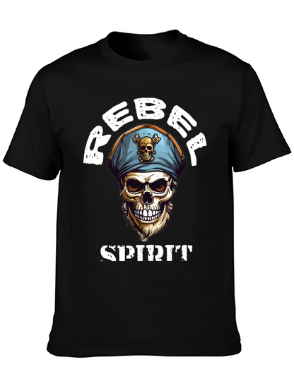 Rebel Spirit Skull Graphic Tee - Black