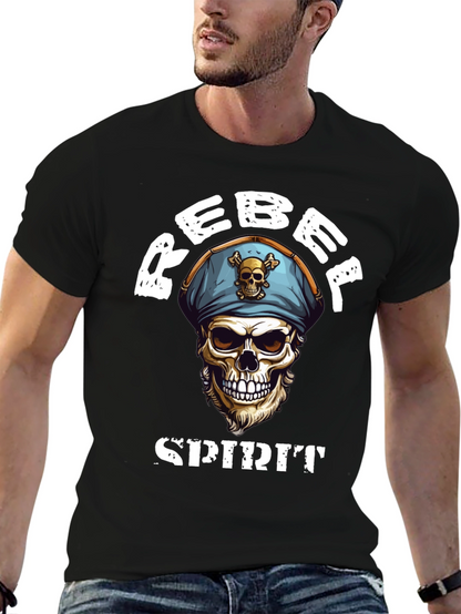 Rebel Spirit Skull Graphic Tee - Black