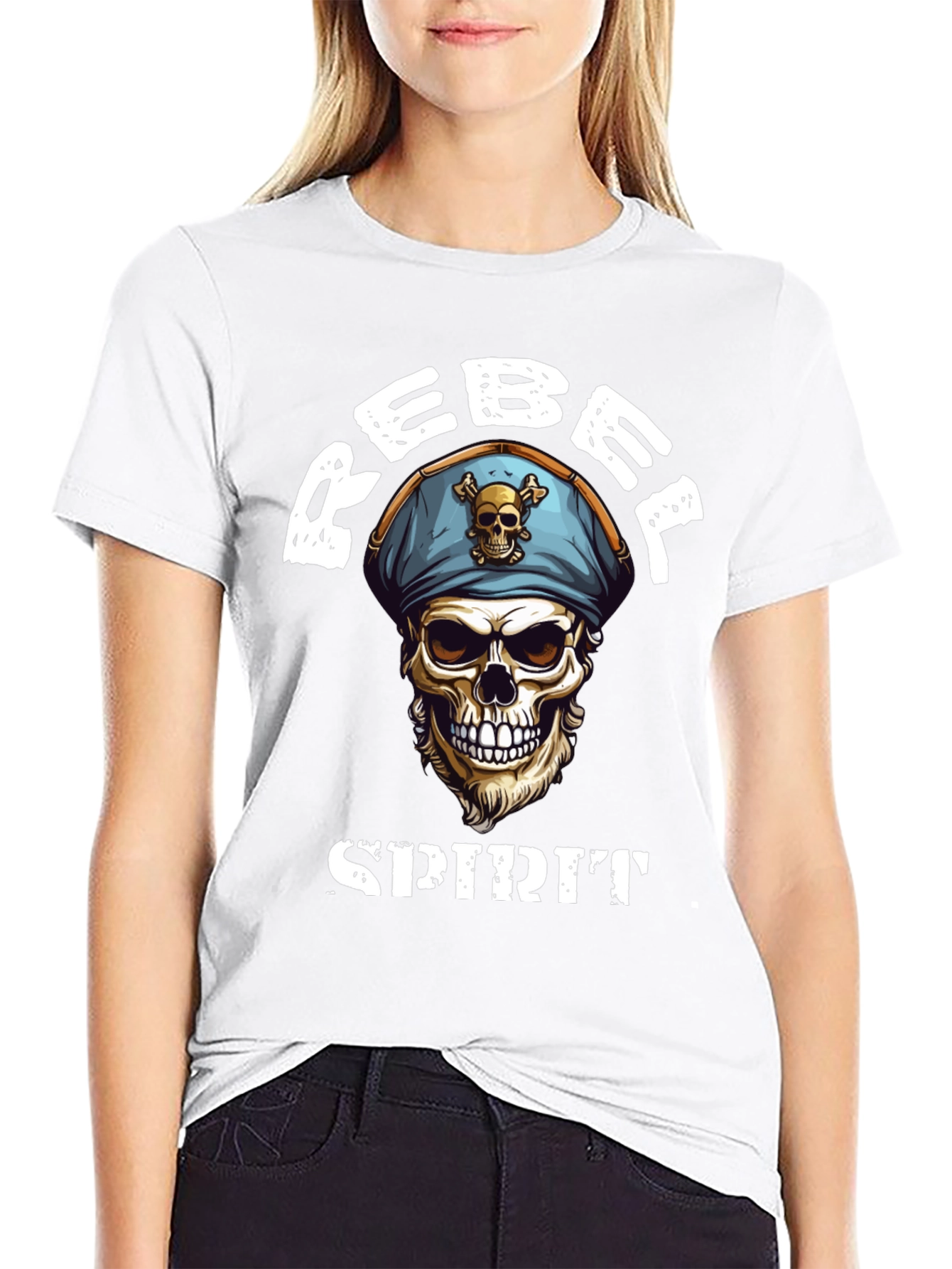 Rebel Spirit Skull Graphic Tee - Black