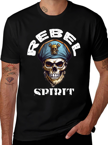 Rebel Spirit Skull Graphic Tee - Black