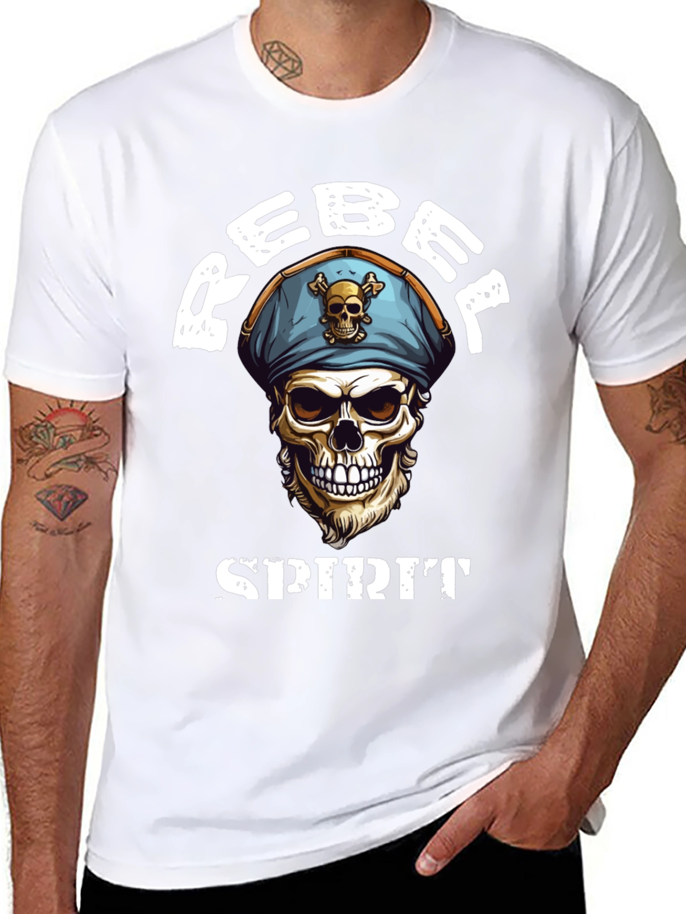 Rebel Spirit Skull Graphic Tee - Black