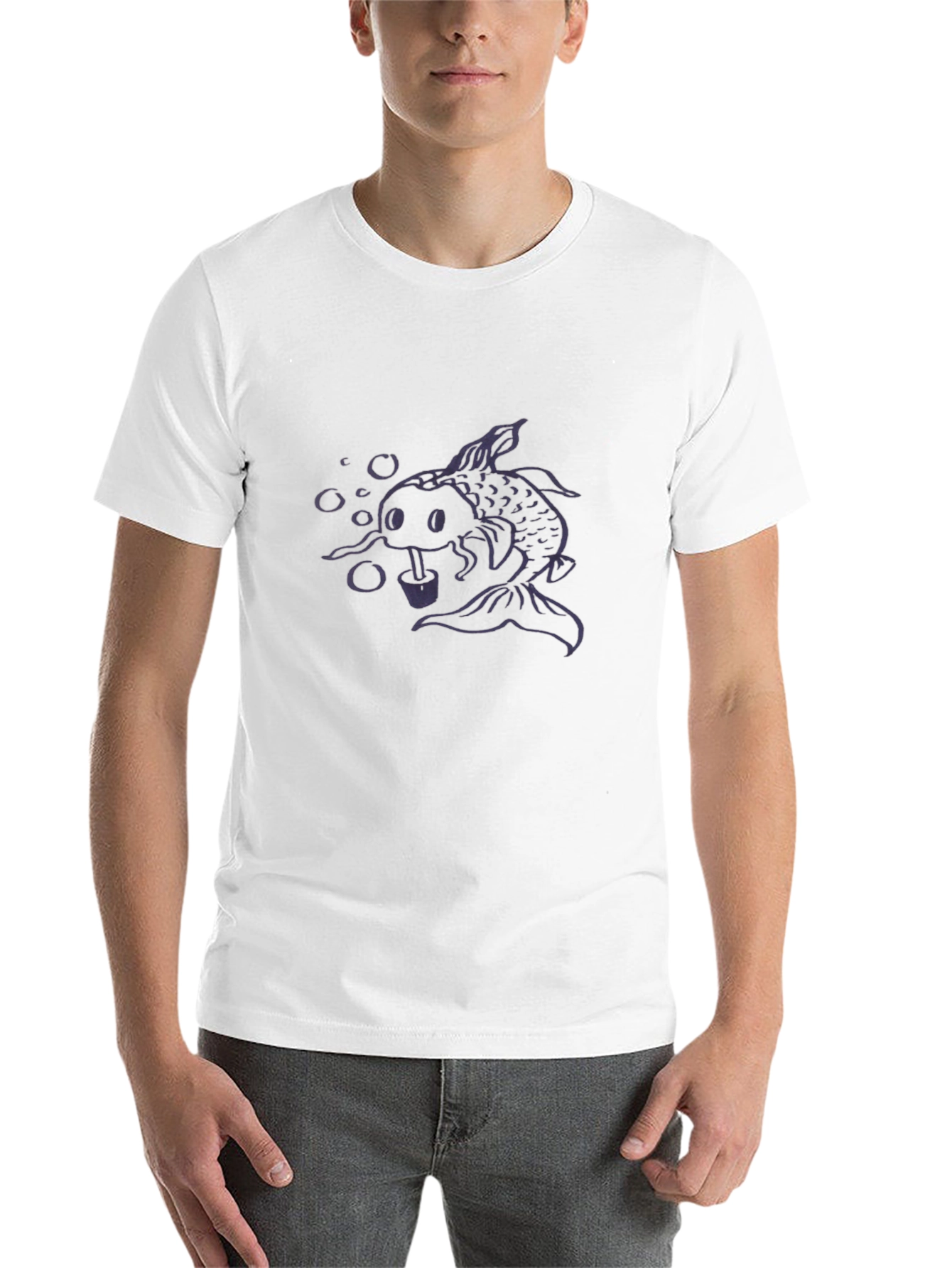 Koi Fish Bubble Tea Graphic Tee - Black