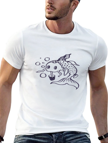 Koi Fish Bubble Tea Graphic Tee - Black