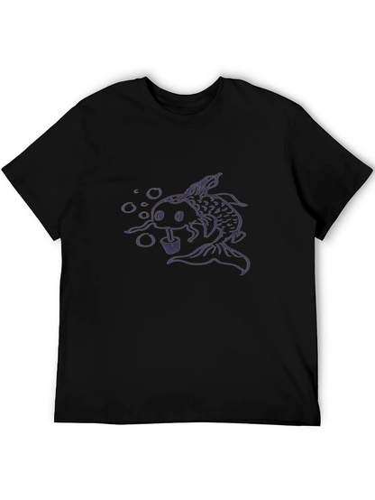 Koi Fish Bubble Tea Graphic Tee - Black
