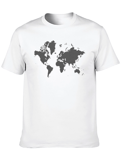 World Map Graphic Tee - Black Cotton T-Shirt