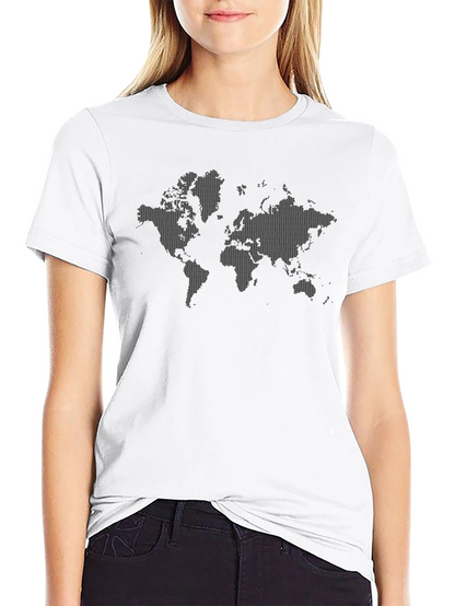 World Map Graphic Tee - Black Cotton T-Shirt