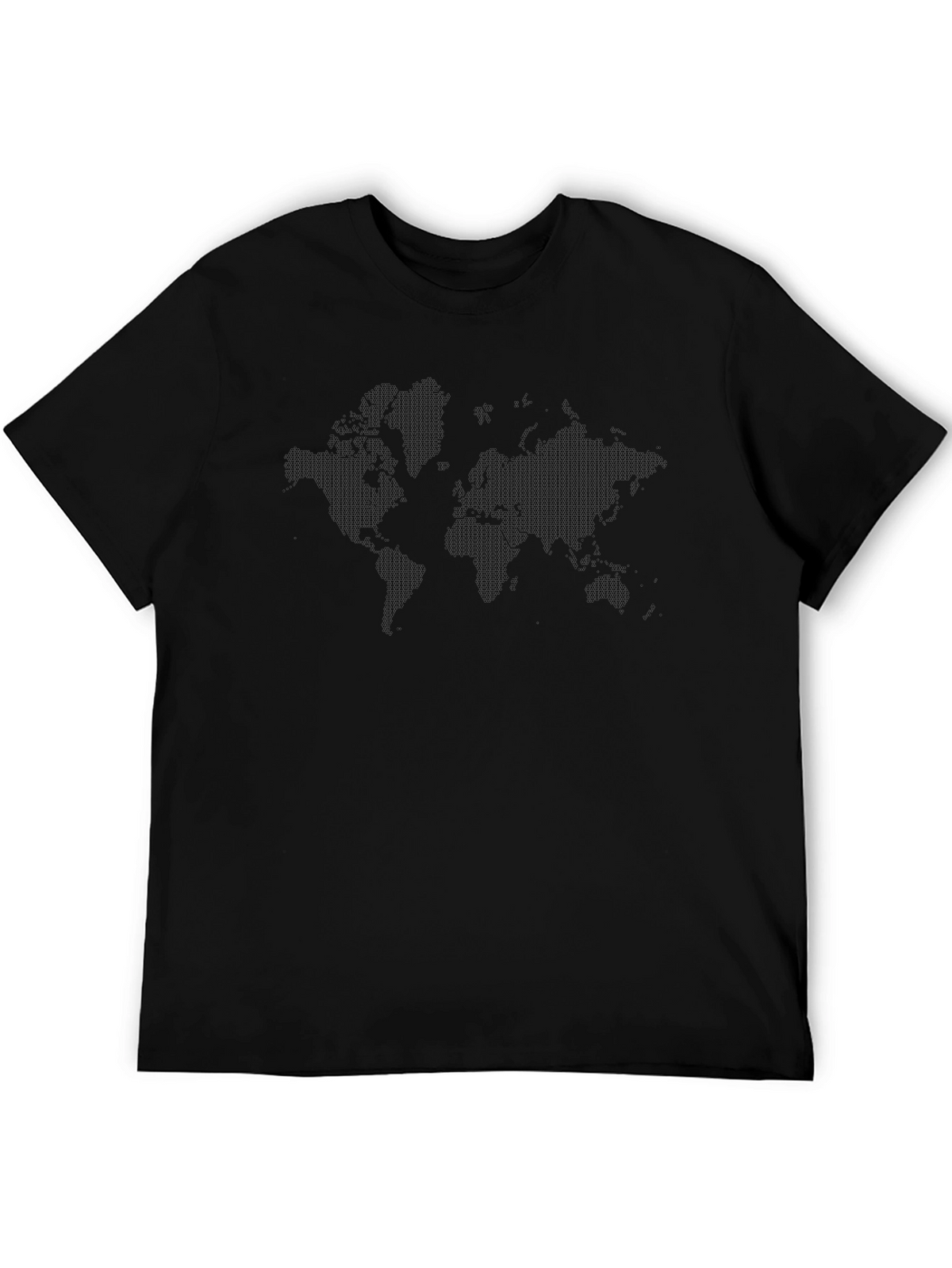 World Map Graphic Tee - Black Cotton T-Shirt