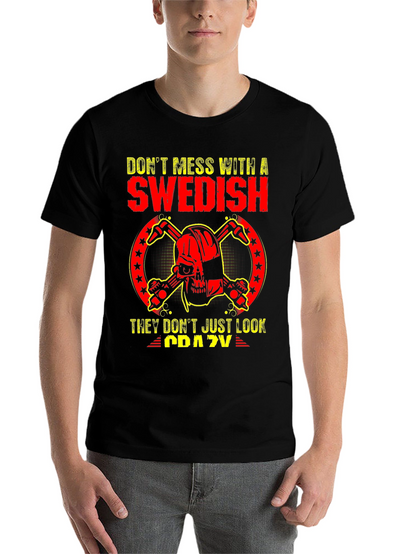 Dont Mess With Swedish Crazy Skull T-Shirt