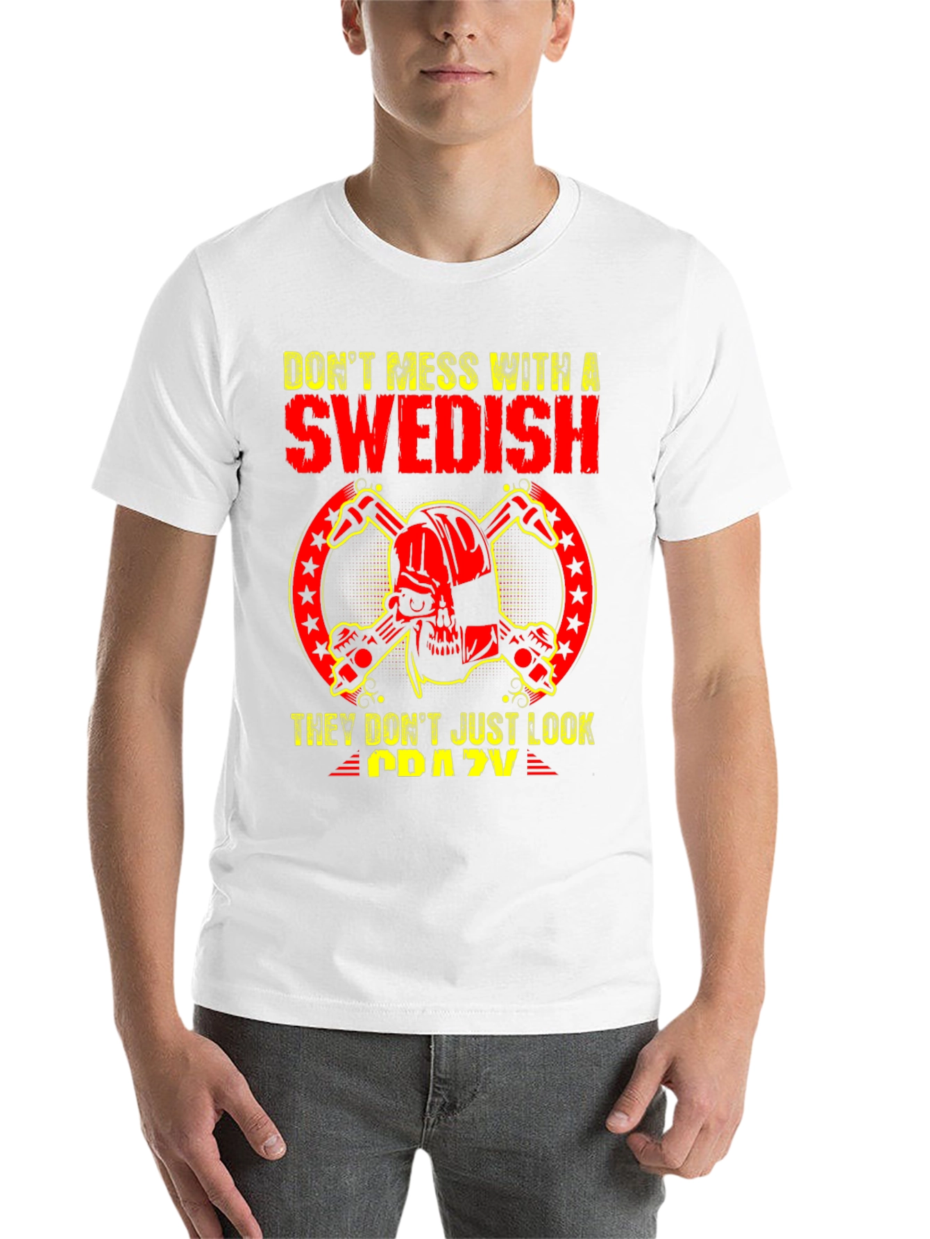 Dont Mess With Swedish Crazy Skull T-Shirt