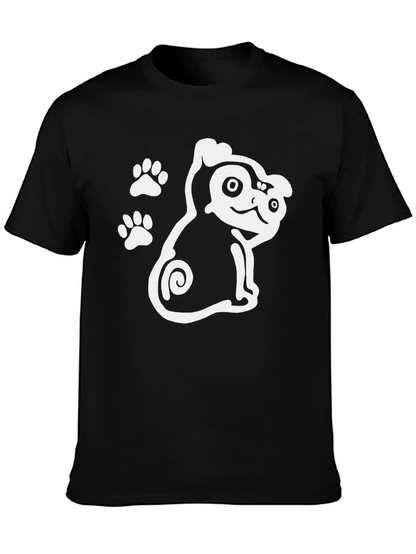 Cute Dog Graphic Print Black T-Shirt