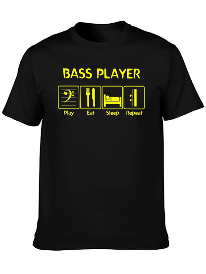 Bass Player Play Eat Sleep Repeat Graphic T-Shirt