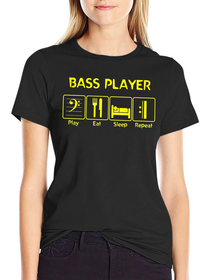 Bass Player Play Eat Sleep Repeat Graphic T-Shirt