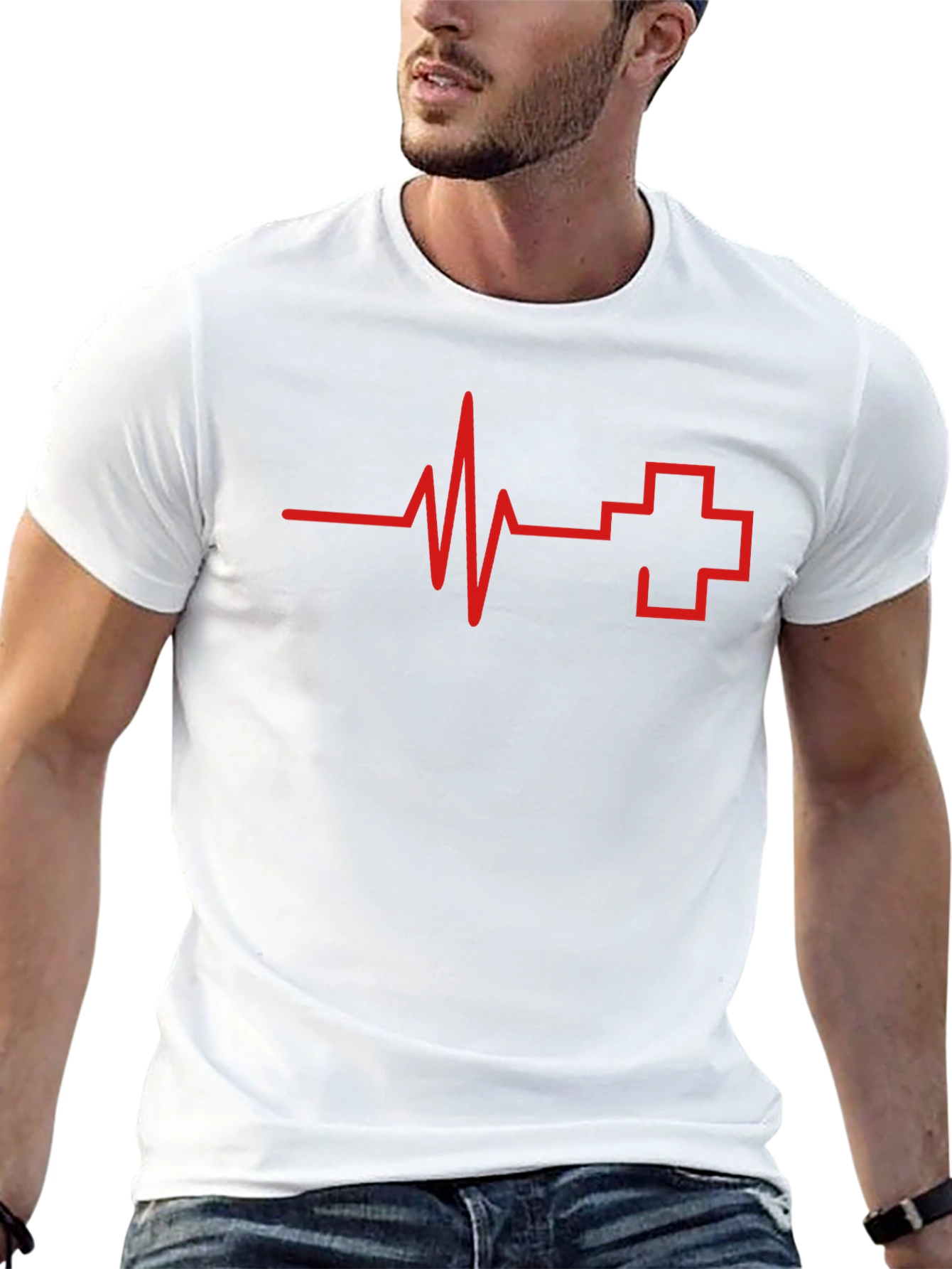 Heartbeat Cross Graphic Tee - Black Cotton