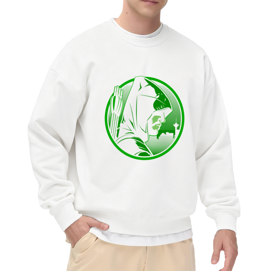 Green Arrow Superhero Comic Character Circle Crewneck Sweatshirt
