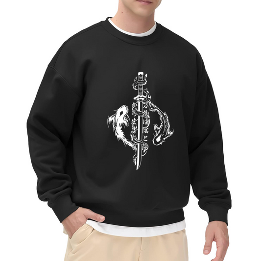 Japanese Koi Dragon Samurai Katana Tattoo Style Crewneck