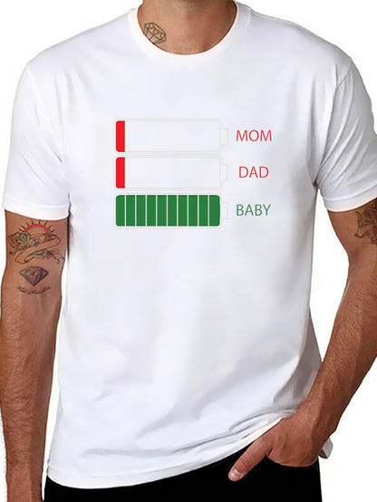 Funny Mom Dad Baby Battery T-Shirt