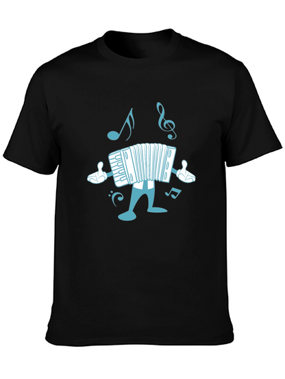 Accordion Cartoon Black T-Shirt
