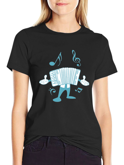 Accordion Cartoon Black T-Shirt