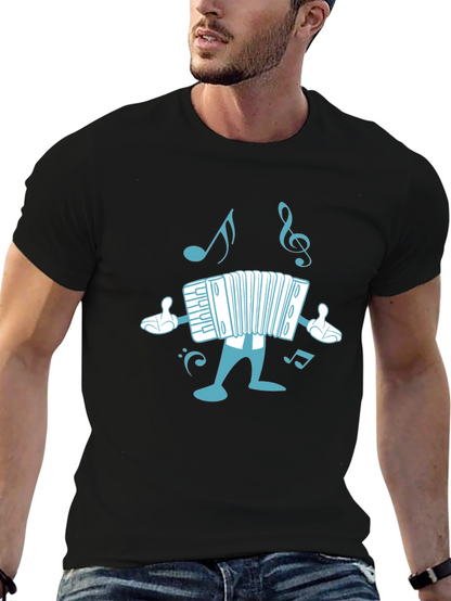 Accordion Cartoon Black T-Shirt