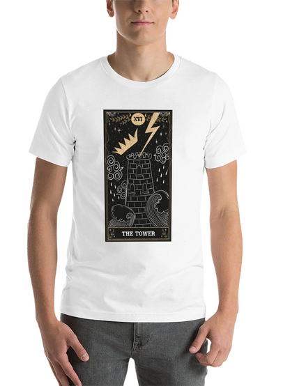 The Tower Tarot Card Black Graphic T-Shirt