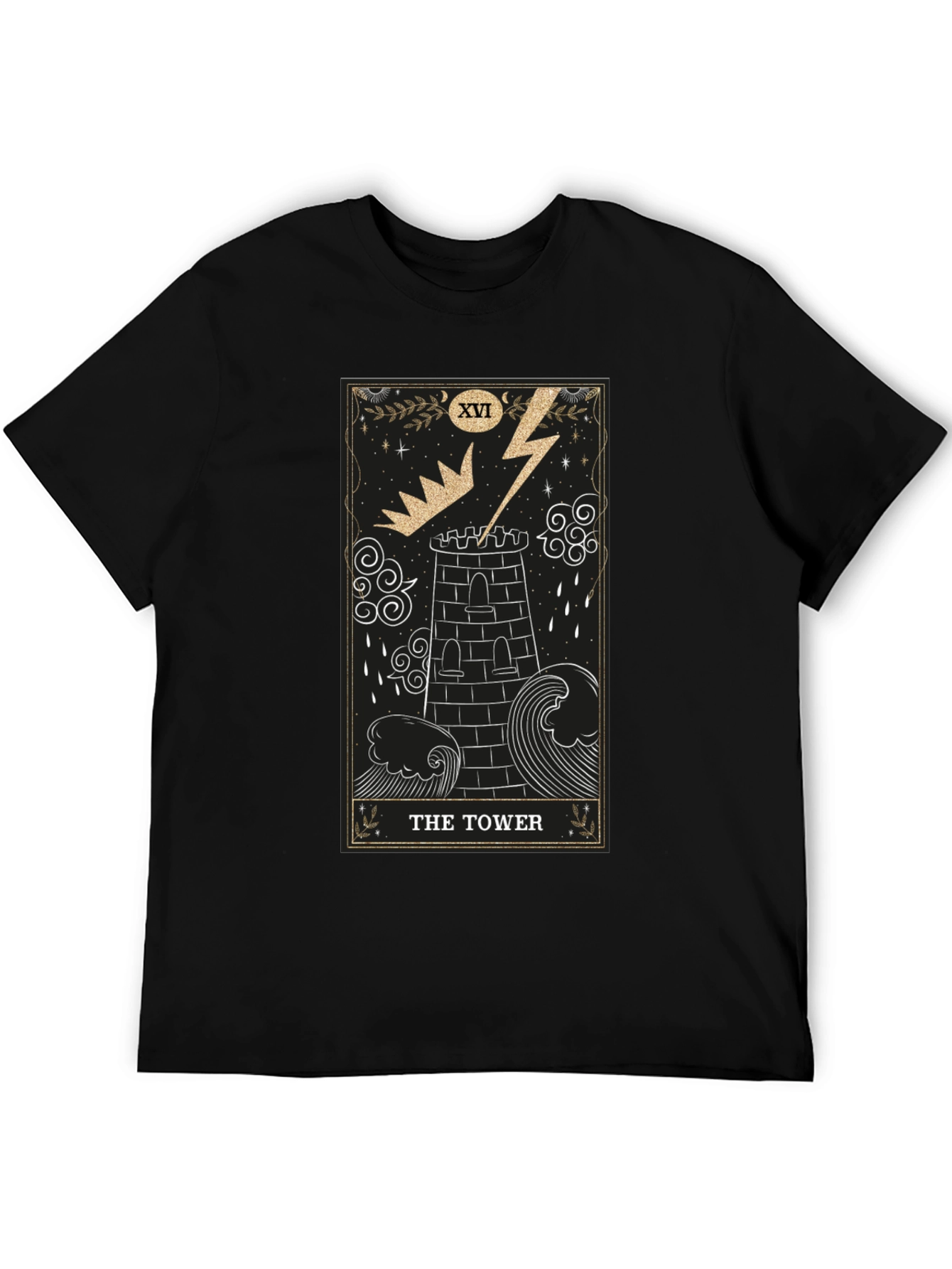 The Tower Tarot Card Black Graphic T-Shirt