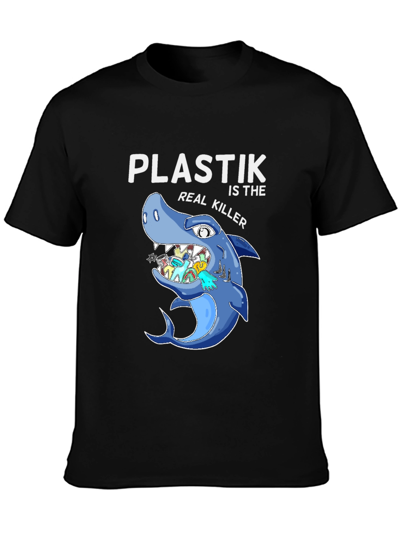 Plastic Killer Shark Graphic T-Shirt