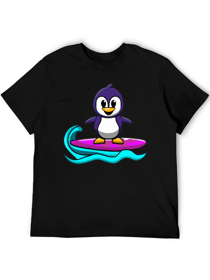 Penguin Surfing Graphic Tee - Black