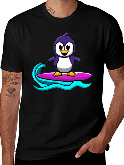 Penguin Surfing Graphic Tee - Black