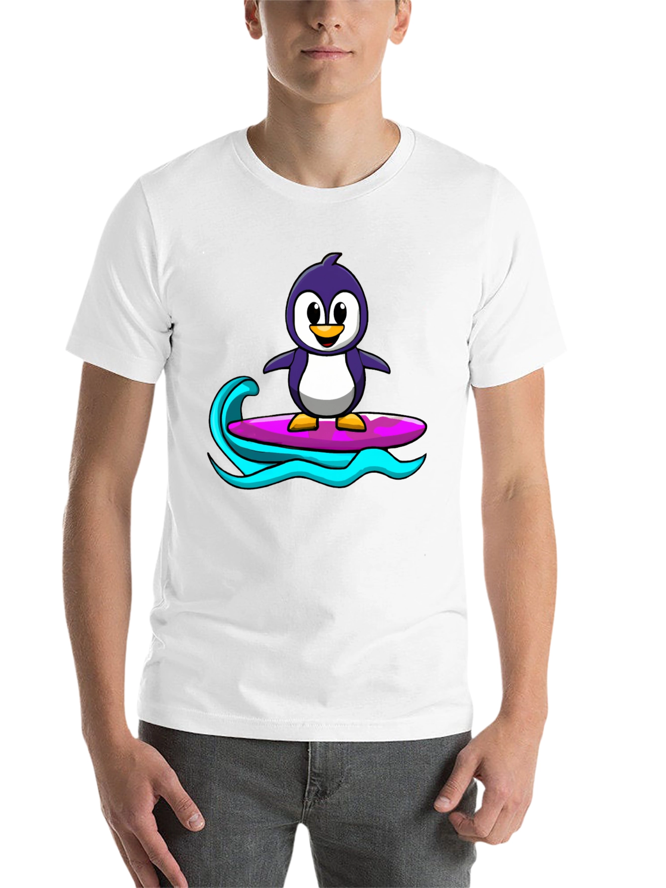 Penguin Surfing Graphic Tee - Black