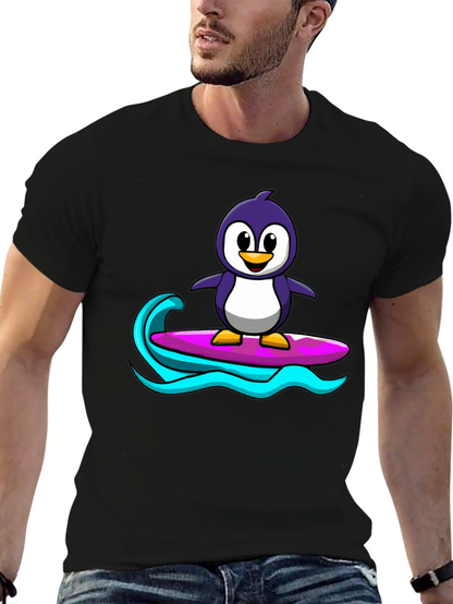 Penguin Surfing Graphic Tee - Black