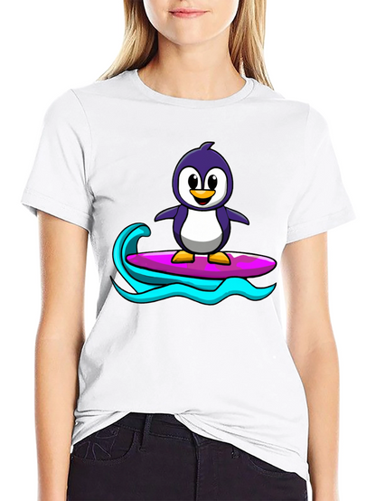 Penguin Surfing Graphic Tee - Black
