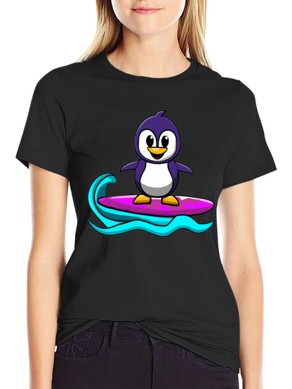 Penguin Surfing Graphic Tee - Black