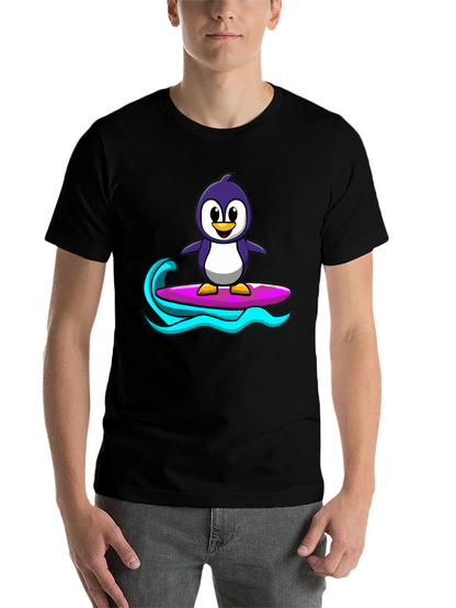 Penguin Surfing Graphic Tee - Black