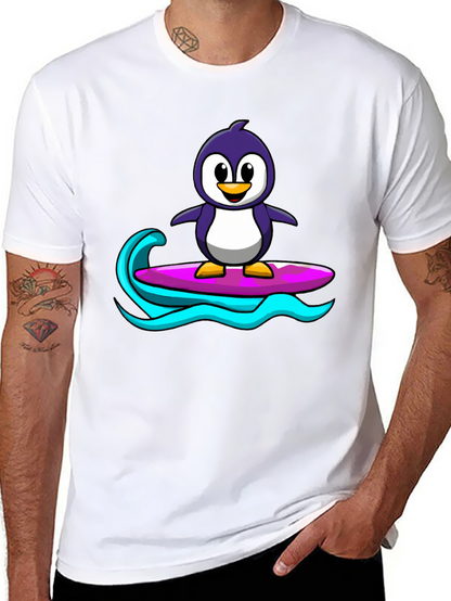 Penguin Surfing Graphic Tee - Black